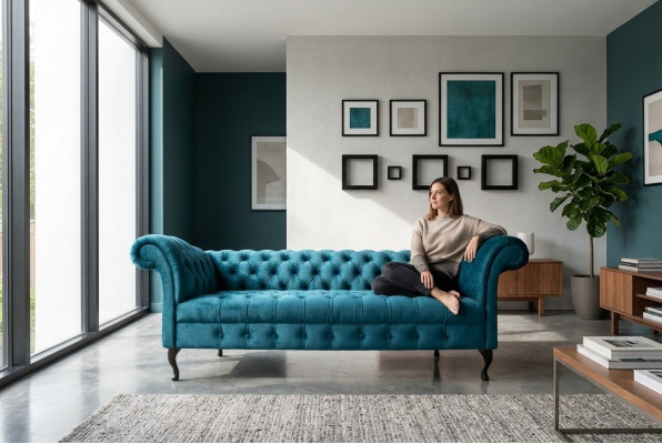 Sofá Chesterfield tapizado diseño sofás conjunto textil tela textil 16