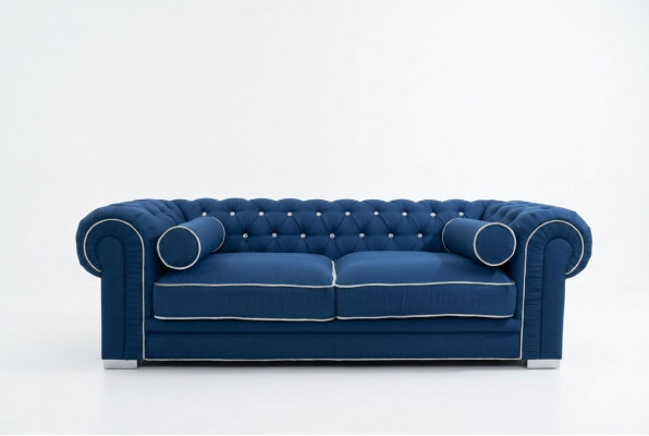 Sofá Chesterfield de 3 plazas, sofá de diseñador tapizado.
