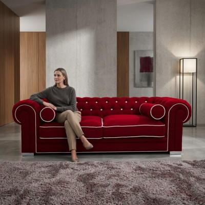 Sofá Chesterfield de 3 plazas, tapizado, diseño de sofá, conjunto de sofás SL Sofa 21.