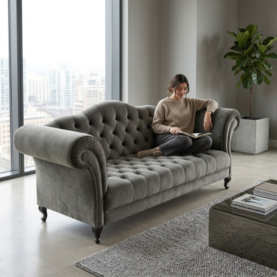 Sofá Chesterfield de 3 plazas Sofá tapizado de diseño Sofás de conjunto SLIII Sofá №1