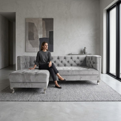 Sofá Chesterfield de 3 plazas con tapicería de diseñador Sofás Conjunto SLIII Sofá №6