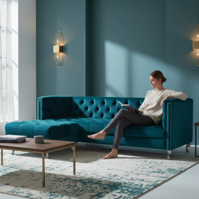 Sofá Chesterfield, diseñador de tapicería de sofás de salón, conjunto de sofás SLIII, Sofá Nº9.