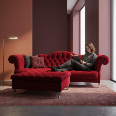 Sofá Chesterfield tapizado, sofás de diseño, conjunto de sofás, sofá SLIII, sofá número 46.