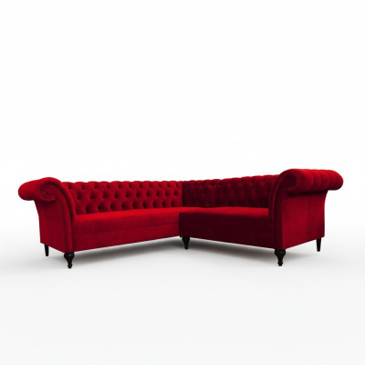Sofá de esquina Chesterfield rojo de diseñador Sofá de esquina moderno Muebles de diseñador