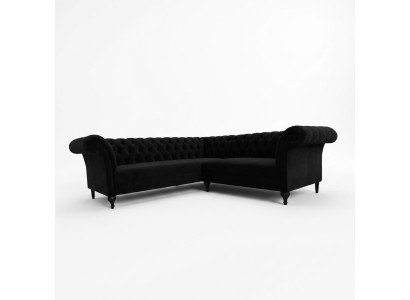 Sofá de lujo en forma de L Chesterfield negro