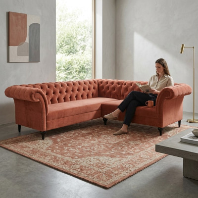 Chesterfield sofá esquinero sofá de diseño sofá de terciopelo sofá de cuero