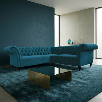 Sofá esquinero Chesterfield Sofá esquinero Sofá de diseño Sofá de terciopelo Sofá de cuero