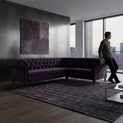 Sofá moderno Chesterfield de esquina Sofá de diseño Sofá de terciopelo Sofá de cuero