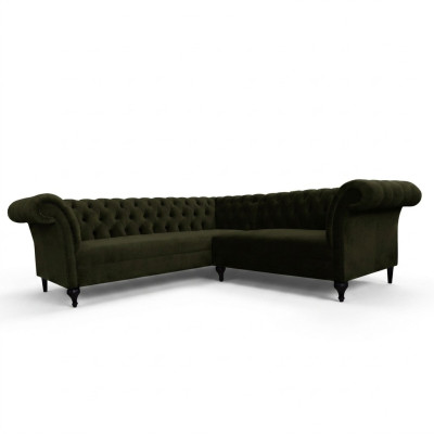 Sofá esquinero Chesterfield Ecksofa Eckcouch, sofá de diseñador, sofá de esquina, sofá de cuero de terciopelo SLIII.