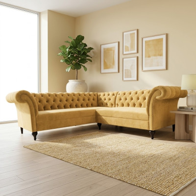 Chesterfield sofá esquinero sofá de diseñador sofá de esquina sofá de cuero de terciopelo
