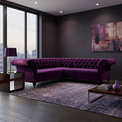 Chesterfield sofá esquinero sofá rincón sofá diseñador sofá de cuero de terciopelo.
