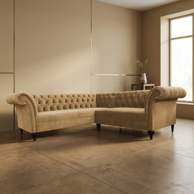 Sofá de esquina Chesterfield Chesterfield Sofá de esquina Sofá de diseñador moderno Sofá de terciopelo de cuero