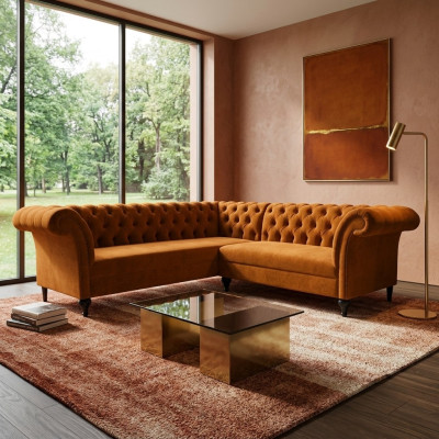 Sofá esquinero Chesterfield Sofá de esquina diseñador Sofá de cuero de terciopelo