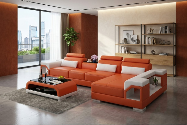 Sofá de cuero Sofá de esquina Sofá del salón Sofá en forma de L Sofá de diseño moderno G8010C