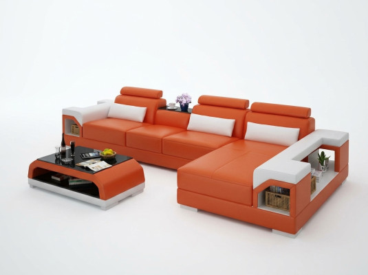 Sofá de cuero Sofá de esquina Sofá del salón Sofá en forma de L Sofá de diseño moderno G8010C