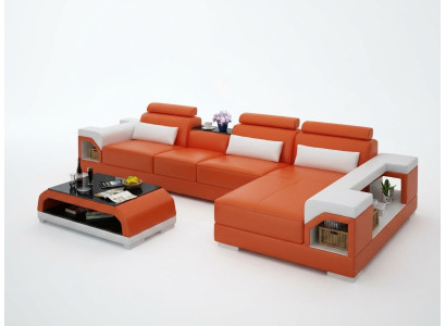 Sofá de cuero Sofá de esquina Sofá del salón Sofá en forma de L Sofá de diseño moderno G8010C