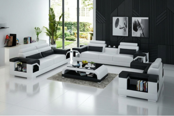 Sofá de cuero conjunto de sofás sofá en forma de L con 3+2+1 asientos Sofá moderno de diseño