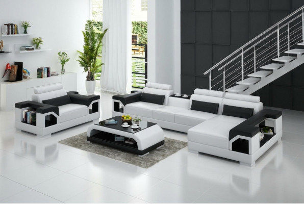 Sofá de cuero conjunto de salón sofá esquinero sillón sofá conjunto diseño moderno sofá G8010E
