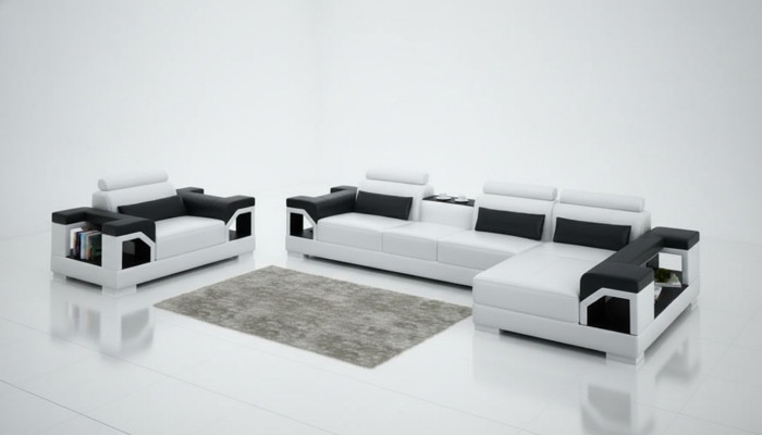 Sofá de cuero conjunto de salón sofá esquinero sillón sofá conjunto diseño moderno sofá G8010E