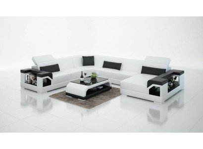 Sofá de cuero, sofá esquinero, conjunto de sala de estar, sofá de esquina, diseño de sofá moderno G8014, nuevo.