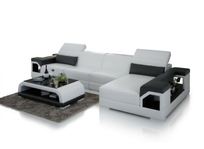 Sofá de cuero, sofá moderno, conjunto de muebles de salón, decoración de esquina, sofá esquinero, conjunto de diseño.
