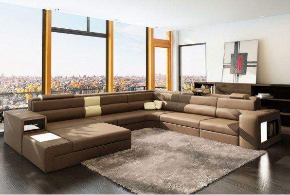 Sofá de cuero Sofá de esquina Conjunto de sillón de sofá moderno