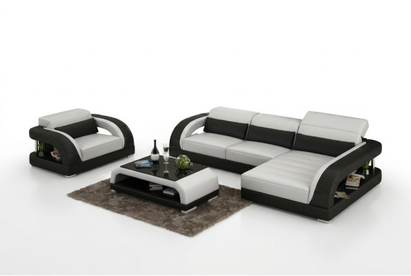 Sofá de cuero Sofá de esquina Sofá de salón Silla Set de muebles de diseño de sofá