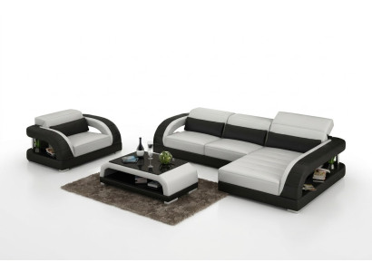 Sofá de cuero Sofá de esquina Sofá de salón Silla Set de muebles de diseño de sofá