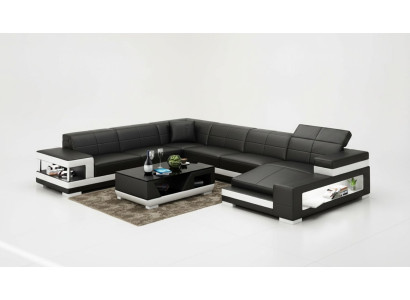 Sofá de cuero, sofá de salón, sofá en forma de L, juego de esquina, diseño de sofá moderno G8017.