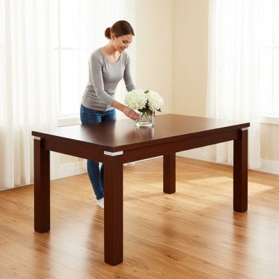 Mesa de comedor extensible de madera de tamaño XXL 80x120cm, mesa extensible de 80x160cm.