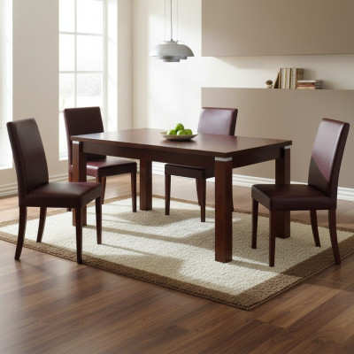 Mesa de comedor extensible de madera de tamaño XXL 80x120cm, mesa extensible de 80x160cm.