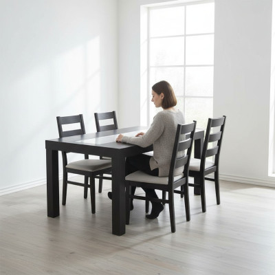 Mesa de comedor, mesa de madera XXL, mesa de conferencia S26, 100x160cm extendible.