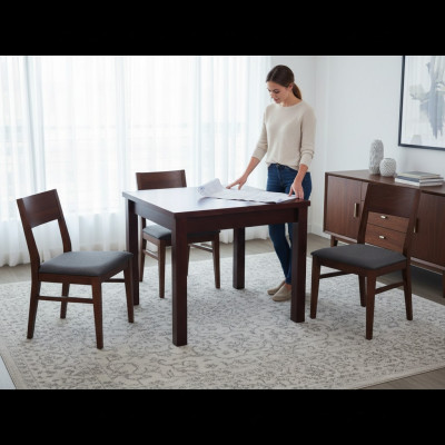 Mesa Mesa de comedor Mesa de madera XXL Mesa de conferencias extensible de 90x120 cm a 90x270 cm.