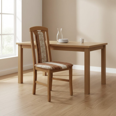 MADERA MACIZA SILLA SILLA DE DISEÑO SILLA DE COMEDOR CLÁSICA BEIGE DECORATIVA