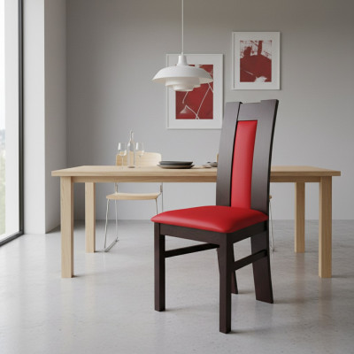 MADERA MACIZA SILLA DISEÑO ROJO SILLA SILLA DE COMEDOR CLÁSICA DECORATIVA