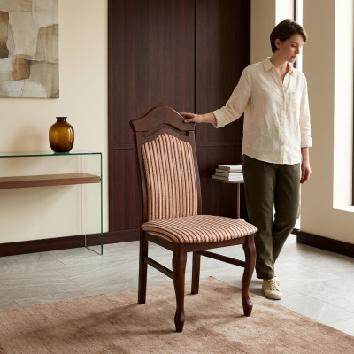 MADERA MACIZA SILLA DE MADERA MODERNA BEIGE DISEÑO SILLA DE COMEDOR DECORATIVA DE COCINA