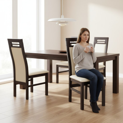 MADERA MACIZA SILLA DE MADERA DISEÑO MODERNO SILLA DE COMEDOR LARGA DECORATIVA DE COCINA