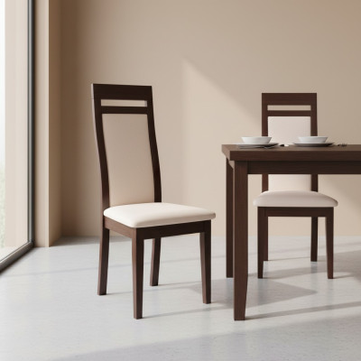MADERA MACIZA SILLA DE MADERA DISEÑO MODERNO BEIGE SILLA DE COMEDOR DECORATIVA LARGA