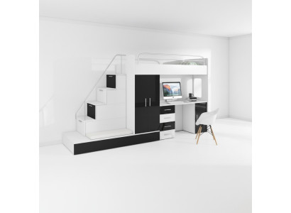 Habitación juvenil cama litera doble escritorio armario RAJ 5S