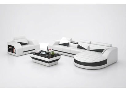 Sofá de cuero sofá conjunto de salón sofá + sillón diseño de sofá G8018E