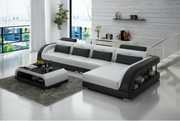 Sofá de cuero Sofá de esquina Sofá modular Sofá de esquina moderno Sofá de diseño Conjunto de sofás