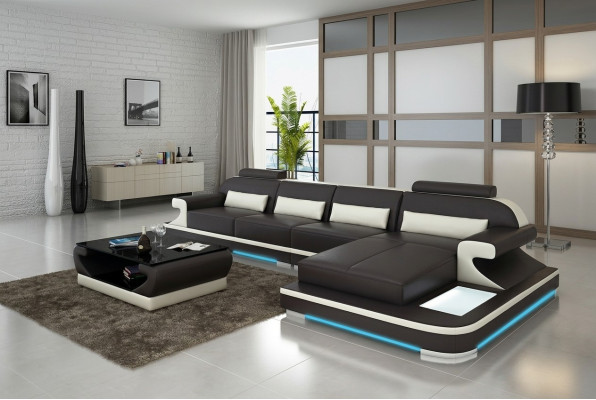 Sofá de cuero Sofá Conjunto de estar Rincón de sofá Conjunto de esquina Diseño Sofá moderno G8021C