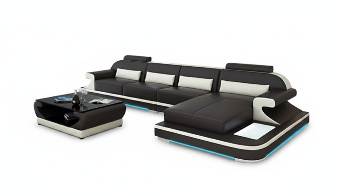 Sofá de cuero Sofá Conjunto de estar Rincón de sofá Conjunto de esquina Diseño Sofá moderno G8021C