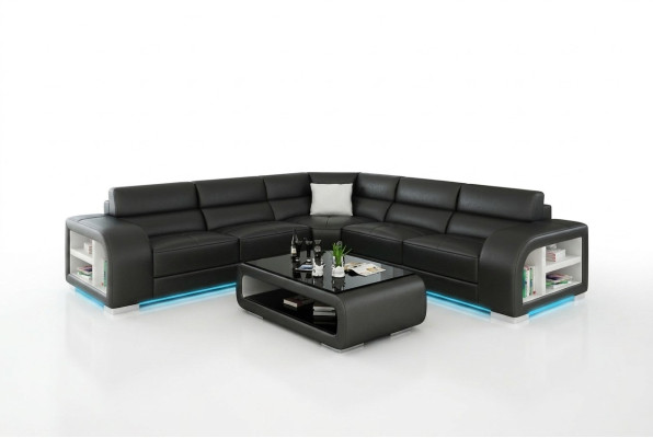Sofá de cuero, sofá, paisaje de vida decoración moderna, rincón, sofá de esquina, conjunto de diseño.