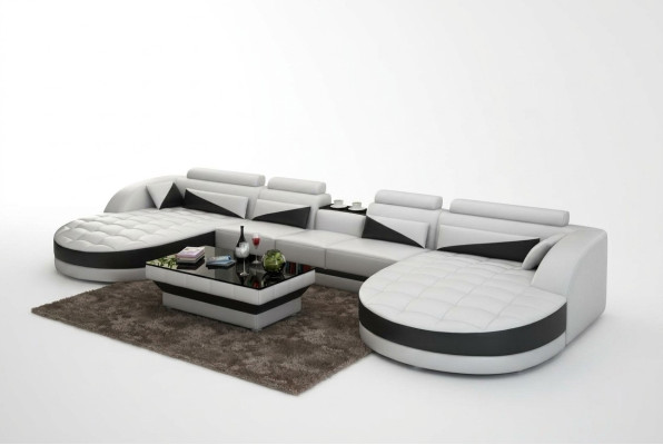 Sofá de cuero Sofá de la sala de estar Sofá en forma de L Sofá de esquina Conjunto de sofás Diseño moderno Sofá G8018D