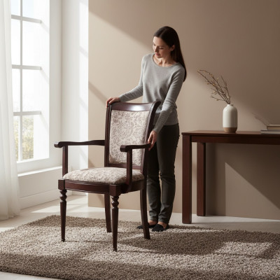 SILLA DE RESPALDO CLÁSICA DE MADERA MACIZA SILLA DE COMEDOR CLÁSICA MARRÓN SILLA DE OFICINA