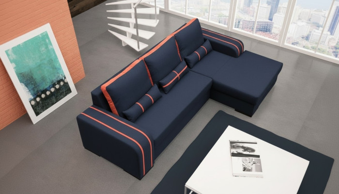Sofá cama con función de cama, baúl - Sofá de esquina, nuevo diseño.