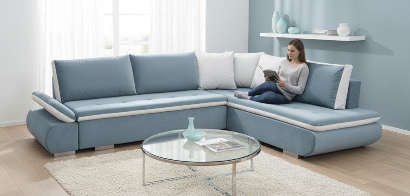 Sofá sofá cama Sofá de diseño con función de cama + compartimento de almacenamiento Sofá esquinero Sofá *NUEVO*