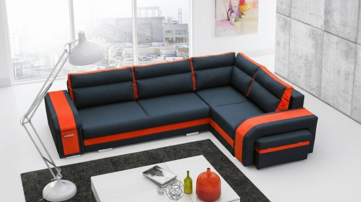 Sofá cama diseñador sofá con función de cama + canapé rinconera sofá (Nuevo)
