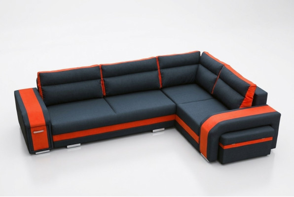 Sofá cama diseñador sofá con función de cama + canapé rinconera sofá (Nuevo)